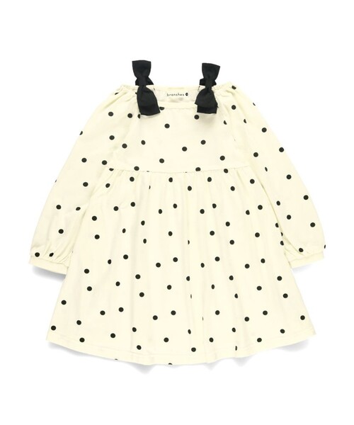 BRANSHES（ブランシェス）の「肩リボンカットソーワンピース（ワンピース・キッズ・アイボリー/ラベンダー・110/120/100/130/90/140/150）」の3枚目の写真