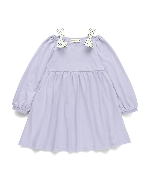 BRANSHES（ブランシェス）の「肩リボンカットソーワンピース（ワンピース・キッズ・アイボリー/ラベンダー・110/120/100/130/90/140/150）」の6枚目の写真