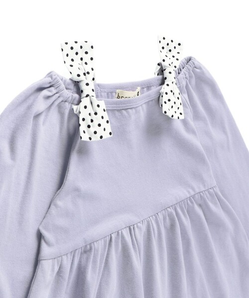 BRANSHES（ブランシェス）の「肩リボンカットソーワンピース（ワンピース・キッズ・アイボリー/ラベンダー・110/120/100/130/90/140/150）」の7枚目の写真