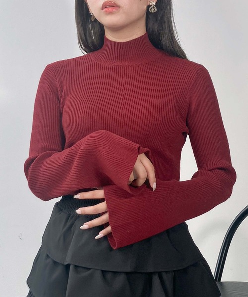 AS KNOW AS plus（アズノゥアズプラス）の「◇フレアスリーブ ハイネックリブニットプルオーバー（ニット/セーター・レディース・ブラウン系その他/ブラック/アイボリー/シルバー系/ピンク系/ブラック系その他/ボルドー・FREE）」の7枚目の写真