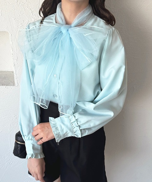 apres jour(アプレジュール)の「チュールボウタイブラウス【ZOZOTOWN限定アイテム】(シャツ/ブラウス・レディース・ピンクベージュ/ライトブルー/ホワイト/ホワイト系その他2・フリー/X-LARGE)」の3枚目の写真