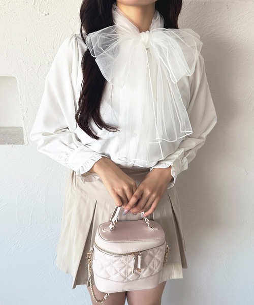 apres jour(アプレジュール)の「チュールボウタイブラウス【ZOZOTOWN限定アイテム】(シャツ/ブラウス・レディース・ピンクベージュ/ライトブルー/ホワイト/ホワイト系その他2・フリー/X-LARGE)」の7枚目の写真