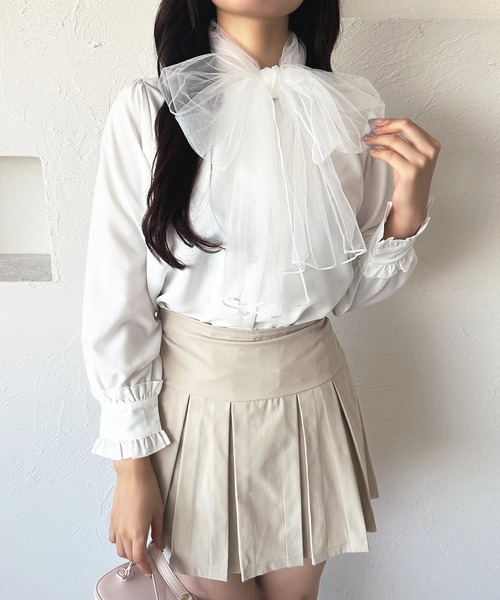 apres jour(アプレジュール)の「チュールボウタイブラウス【ZOZOTOWN限定アイテム】(シャツ/ブラウス・レディース・ピンクベージュ/ライトブルー/ホワイト/ホワイト系その他2・フリー/X-LARGE)」の8枚目の写真