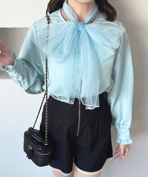 apres jour(アプレジュール)の「チュールボウタイブラウス【ZOZOTOWN限定アイテム】(シャツ/ブラウス・レディース・ピンクベージュ/ライトブルー/ホワイト/ホワイト系その他2・フリー/X-LARGE)」の20枚目の写真
