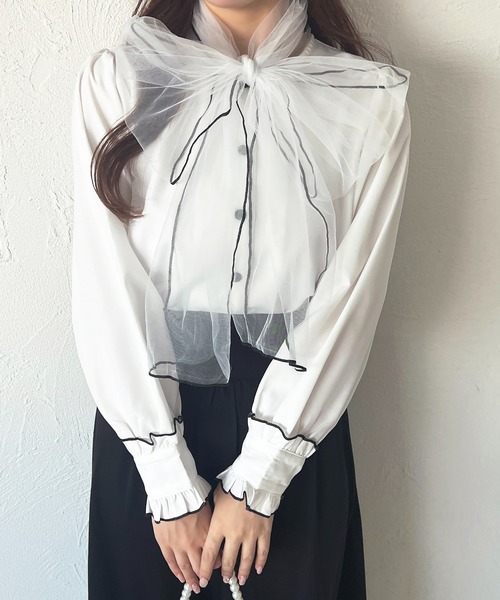 apres jour(アプレジュール)の「チュールボウタイブラウス【ZOZOTOWN限定アイテム】(シャツ/ブラウス・レディース・ピンクベージュ/ライトブルー/ホワイト/ホワイト系その他2・フリー/X-LARGE)」の13枚目の写真