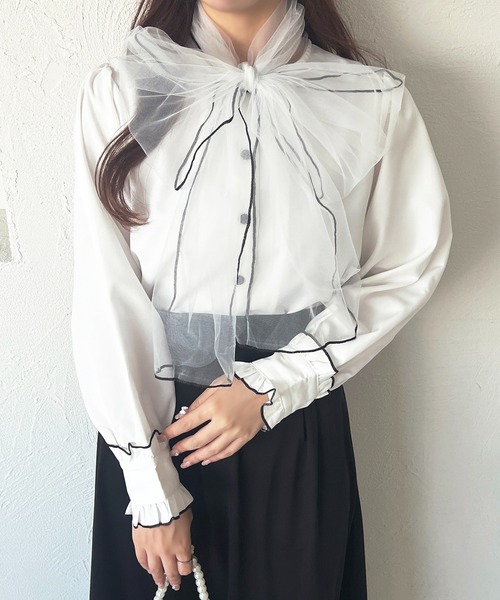 apres jour(アプレジュール)の「チュールボウタイブラウス【ZOZOTOWN限定アイテム】(シャツ/ブラウス・レディース・ピンクベージュ/ライトブルー/ホワイト/ホワイト系その他2・フリー/X-LARGE)」の14枚目の写真