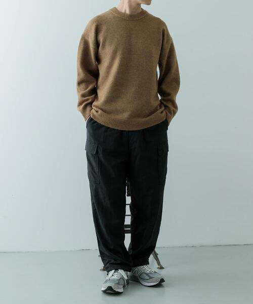 ITEMS URBANRESEARCH（アイテムズ アーバンリサーチ）の「クルーネック メランジニット プルオーバー（ニット/セーター・メンズ・ベージュ/チャコールグレー/グレー/カーキ・LARGE/MEDIUM）」の5枚目の写真