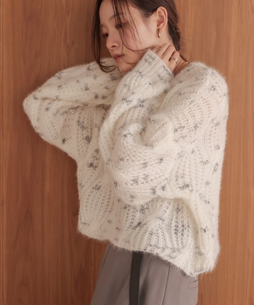 Bab(バブ)の「柄編みMIXニット(ニット/セーター・レディース・ホワイト/グリーン・FREE)」の15枚目の写真