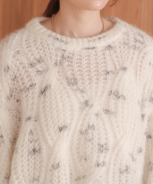 Bab(バブ)の「柄編みMIXニット(ニット/セーター・レディース・ホワイト/グリーン・FREE)」の19枚目の写真