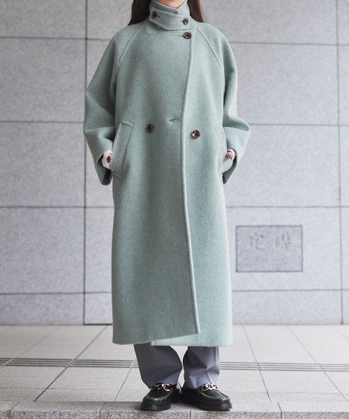 美品✨ Loveless ダブルチェスターコート ウール グリーン Aライン 専用】Loveless ロングコート ウール グリーン チェスター