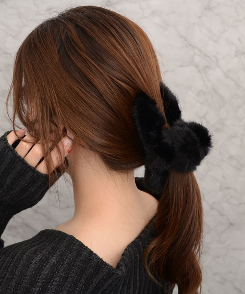 float】もこもこ フェイクファー ねじりデザイン バンスクリップ【7色