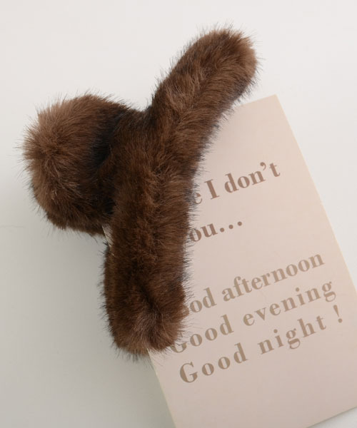 float】もこもこ フェイクファー ねじりデザイン バンスクリップ【7色