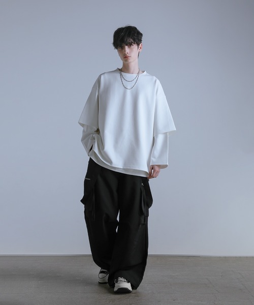 ルーズシルエットワイドスリーブフェイクレイヤードロングスリーブプルオーバー（Tシャツ/カットソー）｜LILL（リル）