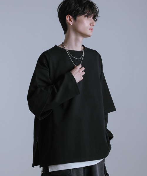 ルーズシルエットワイドスリーブフェイクレイヤードロングスリーブプルオーバー（Tシャツ/カットソー）｜LILL（リル）