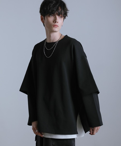 ルーズシルエットワイドスリーブフェイクレイヤードロングスリーブプルオーバー（Tシャツ/カットソー）｜LILL（リル）