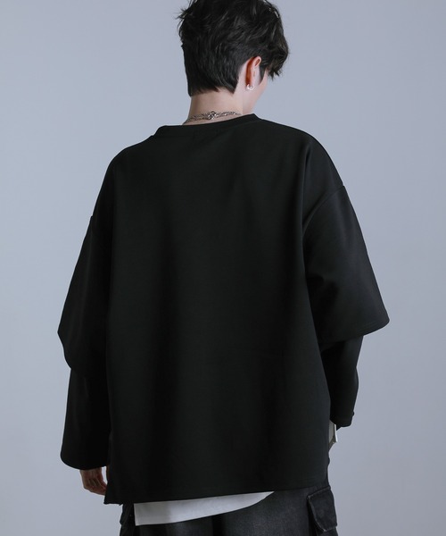 ルーズシルエットワイドスリーブフェイクレイヤードロングスリーブプルオーバー（Tシャツ/カットソー）｜LILL（リル）
