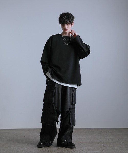 ルーズシルエットワイドスリーブフェイクレイヤードロングスリーブプルオーバー（Tシャツ/カットソー）｜LILL（リル）