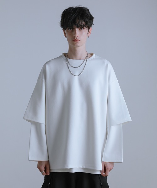 ルーズシルエットワイドスリーブフェイクレイヤードロングスリーブプルオーバー（Tシャツ/カットソー）｜LILL（リル）