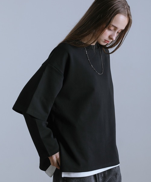 ルーズシルエットワイドスリーブフェイクレイヤードロングスリーブプルオーバー（Tシャツ/カットソー）｜LILL（リル）