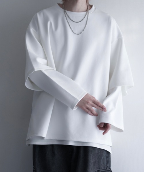 ルーズシルエットワイドスリーブフェイクレイヤードロングスリーブプルオーバー（Tシャツ/カットソー）｜LILL（リル）