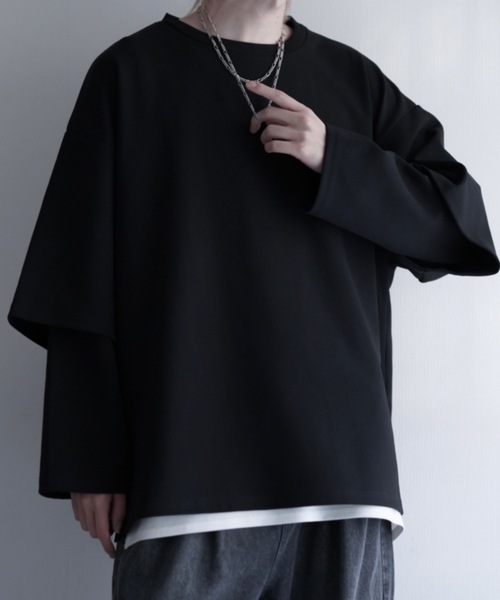 ルーズシルエットワイドスリーブフェイクレイヤードロングスリーブプルオーバー（Tシャツ/カットソー）｜LILL（リル）