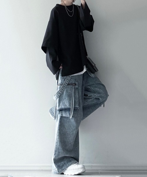 ルーズシルエットワイドスリーブフェイクレイヤードロングスリーブプルオーバー（Tシャツ/カットソー）｜LILL（リル）