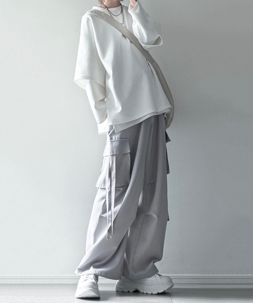 ルーズシルエットワイドスリーブフェイクレイヤードロングスリーブプルオーバー（Tシャツ/カットソー）｜LILL（リル）