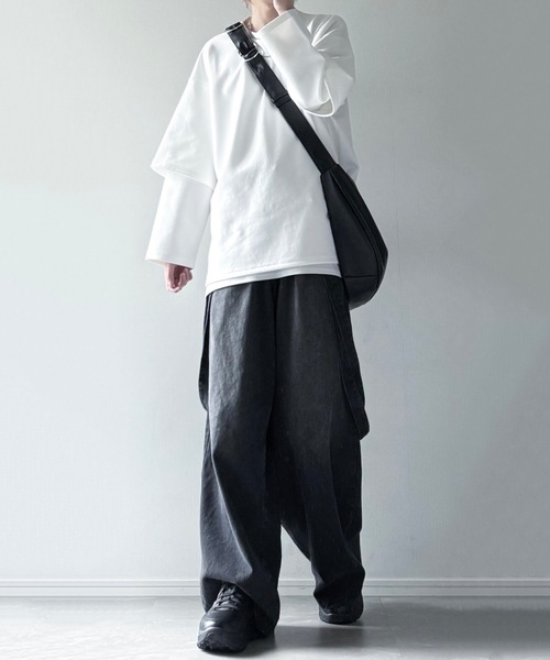 ルーズシルエットワイドスリーブフェイクレイヤードロングスリーブプルオーバー（Tシャツ/カットソー）｜LILL（リル）