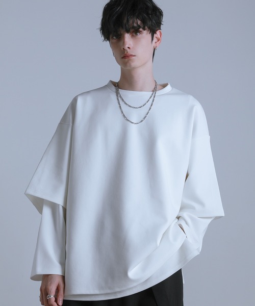 ルーズシルエットワイドスリーブフェイクレイヤードロングスリーブプルオーバー（Tシャツ/カットソー）｜LILL（リル）