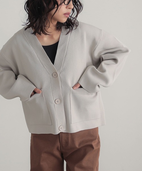 n'OrLABEL(ノアールレーベル)の「スポンジニットショートカーディガン(カーディガン/ボレロ・レディース・ネイビー/オレンジ/アイボリー・1/2)」の4枚目の写真