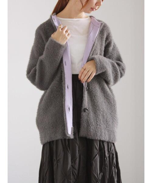 Te chichi（テチチ）の「ダブルフェイスフェザーニット カーデ