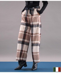 Settimissimo | ITALY チェック柄 リボンベルト付 フレアパンツ(その他パンツ)