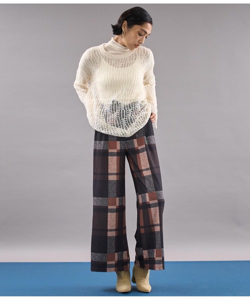 【セール】ITALY チェック柄 リボンベルト付 フレアパンツ（その他パンツ）｜Settimissimo（セッティミッシモ）