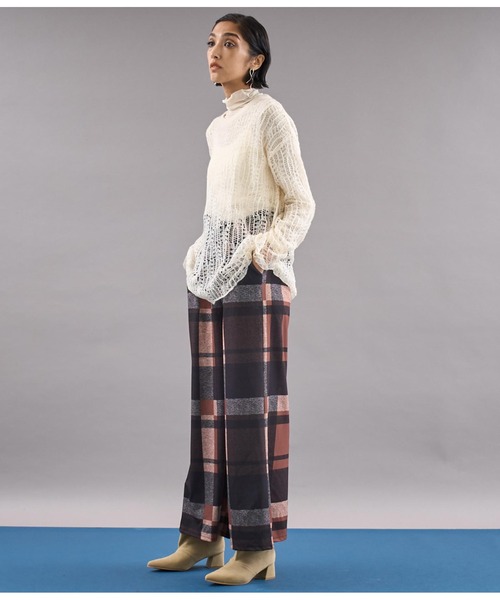 【セール】ITALY チェック柄 リボンベルト付 フレアパンツ（その他パンツ）｜Settimissimo（セッティミッシモ）