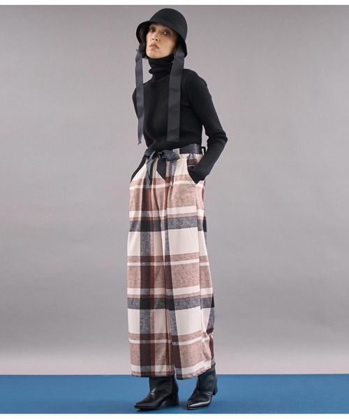 【セール】ITALY チェック柄 リボンベルト付 フレアパンツ（その他パンツ）｜Settimissimo（セッティミッシモ）