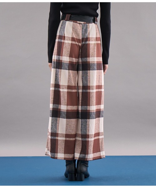 【セール】ITALY チェック柄 リボンベルト付 フレアパンツ（その他パンツ）｜Settimissimo（セッティミッシモ）