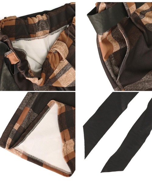 【セール】ITALY チェック柄 リボンベルト付 フレアパンツ（その他パンツ）｜Settimissimo（セッティミッシモ）