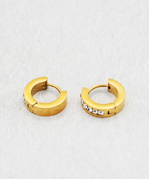 Diliraba(ディリラバ)の「【Diliraba】ステンレス ワンタッチビジューフープ ピアスセット B(ピアス(両耳用)・レディース・ゴールド/シルバー・FREE)」の8枚目の写真