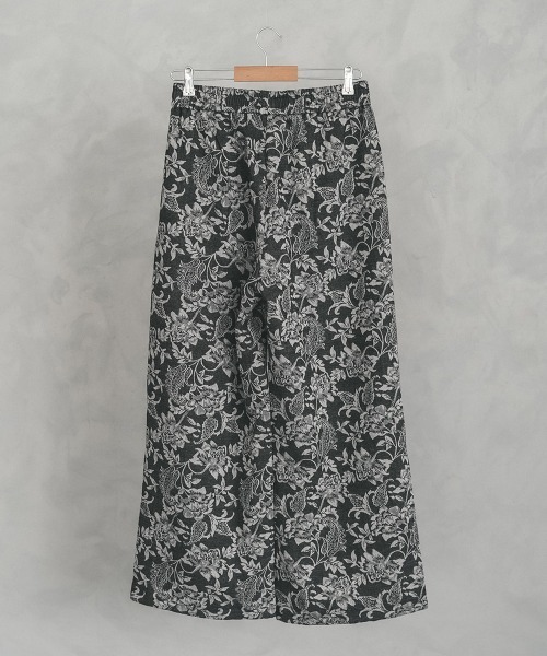 セール】Flower pattern 2 tuck wide pants / フラワーパターン2タック
