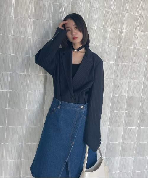 DENIM CORSET COMBINE JACKET