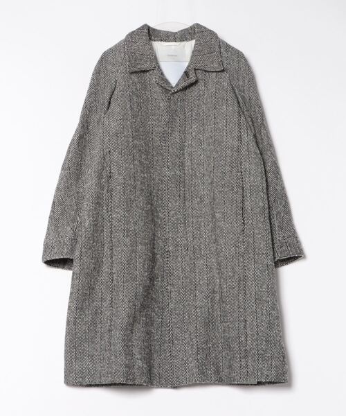 OVERCOAT(オーバーコート)の「OVERCOAT/オーバーコート RAGLAN SLEEVE OVERCOAT WITH SOUTIEN COLLAR IN HERRINGBONE / F23C08ST-DWTW(ステンカラーコート・メンズ・ブラック・SMALL/MEDIUM)」の1枚目の写真