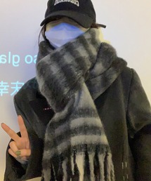 MEMECLE（メメクル）の「【 MEMECLE / メメクル 】マルチボーダー ボリューム フリンジ マフラー（マフラー）」