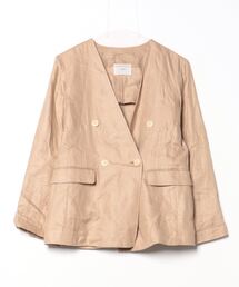 イエナ IENA ギャザースリーブ ノーカラーコート 36 リネン ジャケット IENA（イエナ）の「ギャザースリーブコート◇（その他アウター