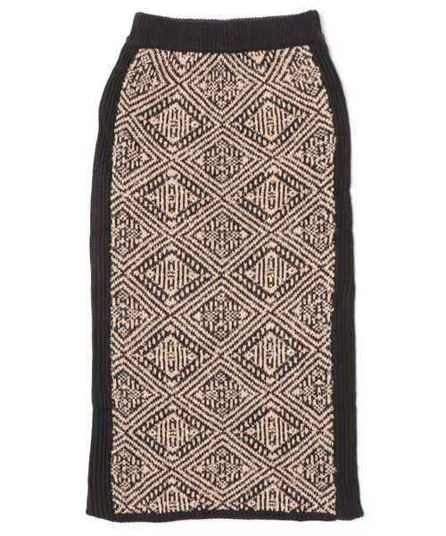 Lull（ルル）の「【Lull / ルル】セットアップ対応 / ジオメトリックニットタイトスカート（スカート・レディース・グレー/ベージュ・ONESIZE）」の15枚目の写真