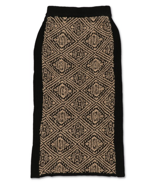 Lull（ルル）の「【Lull / ルル】セットアップ対応 / ジオメトリックニットタイトスカート（スカート・レディース・グレー/ベージュ・ONESIZE）」の17枚目の写真