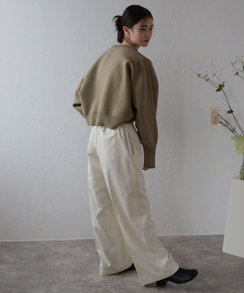 arm rib stitch cropped double knit / アーム切替リブ編みクロップド