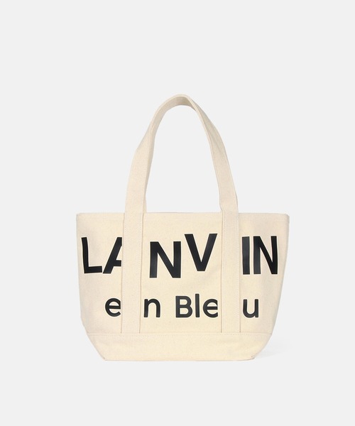 極美品 ランバン トートバッグ キャンバス生地 リボン付き 黒/ベージュ セール】【LANVIN en Bleu ESSENTIAL】COQUILLERE