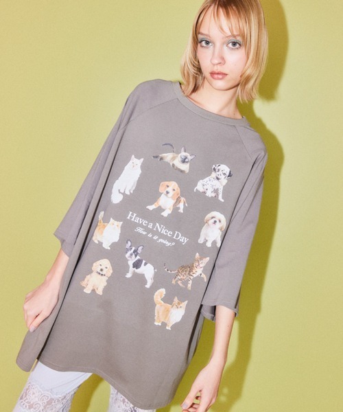 Candy Stripper（キャンディストリッパー）の「HAVE A NICE DAY BIG Tシャツ（Tシャツ/カットソー・レディース・アイボリー/ライトブルー/ブラック/チャコール・FREE）」の4枚目の写真