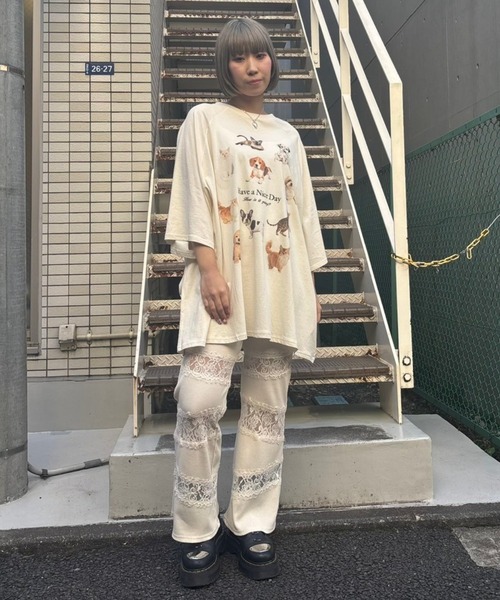 Candy Stripper（キャンディストリッパー）の「HAVE A NICE DAY BIG Tシャツ（Tシャツ/カットソー・レディース・アイボリー/ライトブルー/ブラック/チャコール・FREE）」の19枚目の写真