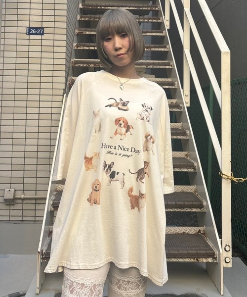 Candy Stripper（キャンディストリッパー）の「HAVE A NICE DAY BIG Tシャツ（Tシャツ/カットソー・レディース・アイボリー/ライトブルー/ブラック/チャコール・FREE）」の16枚目の写真